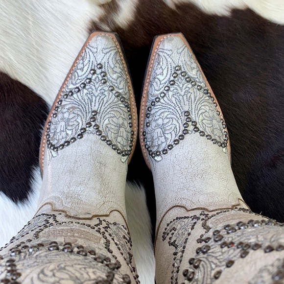 SOLD OLD GRINGO L&L Skull Studded Sombrero Pistol White Cowgirl Western Boots 8 - Picture 9 of 11